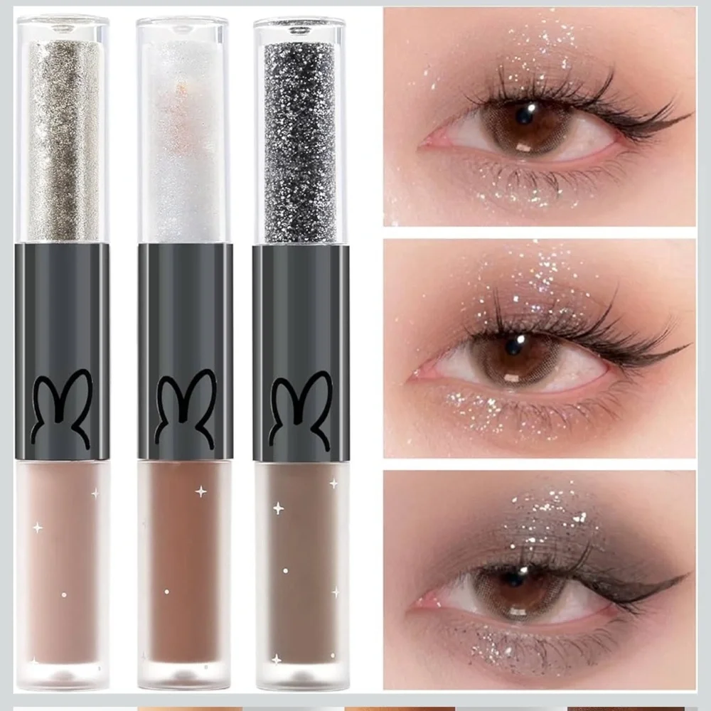 Erinde 6PCS Liquid Glitter Matte Eyeshadow Eyeliner 2 in 1 Korean Shimmer Set